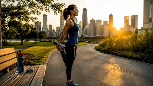 Woman stretching before outdoor run in park