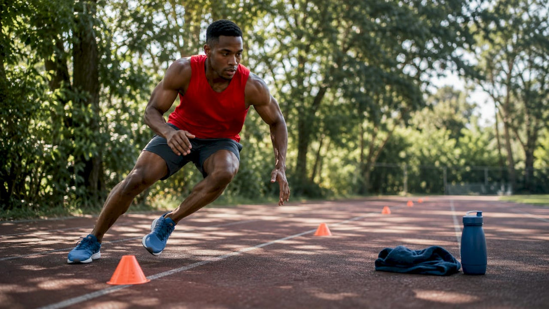 Athlete performing agility drill on sports field