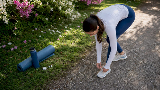 Woman preparing for run in premium activewear