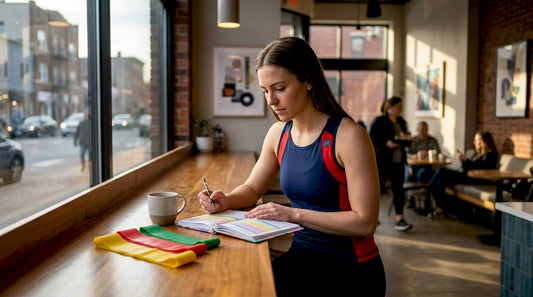 Woman planning motivational fitness goals at home