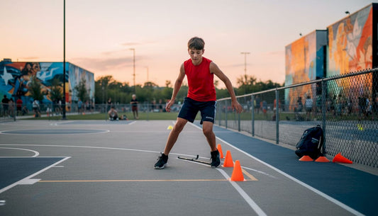 Young athlete sprinting on outdoor field