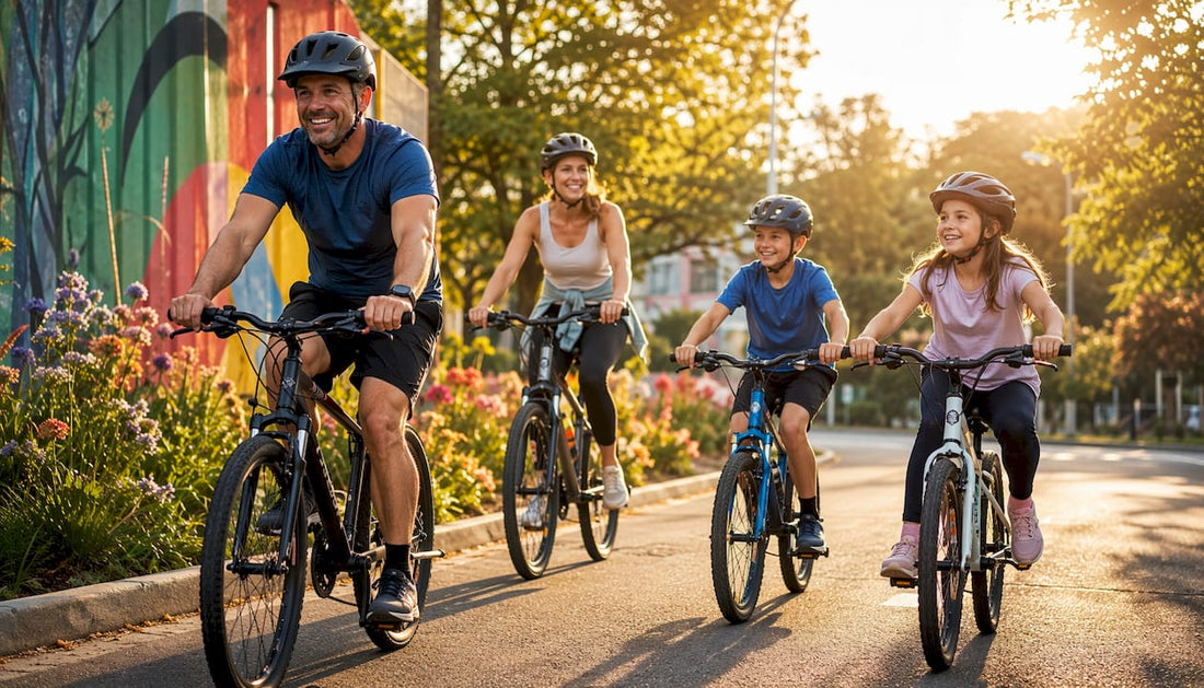 Family jogging outdoors together