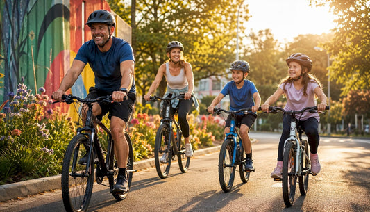 Family jogging outdoors together