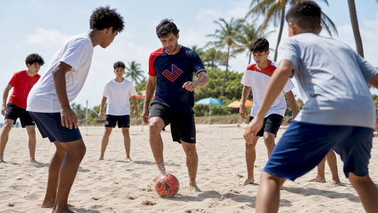 Youth soccer practice with coach and players
