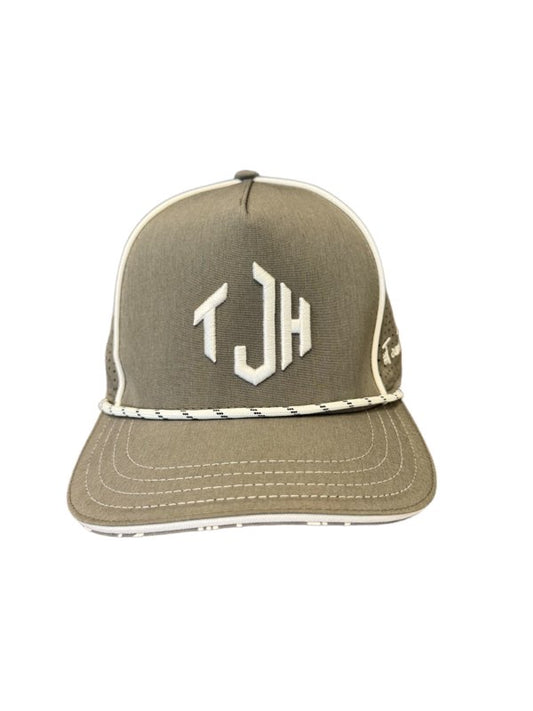 The gray #TeamJHall performance snapback facing forward with the TJH logo clearly visible.